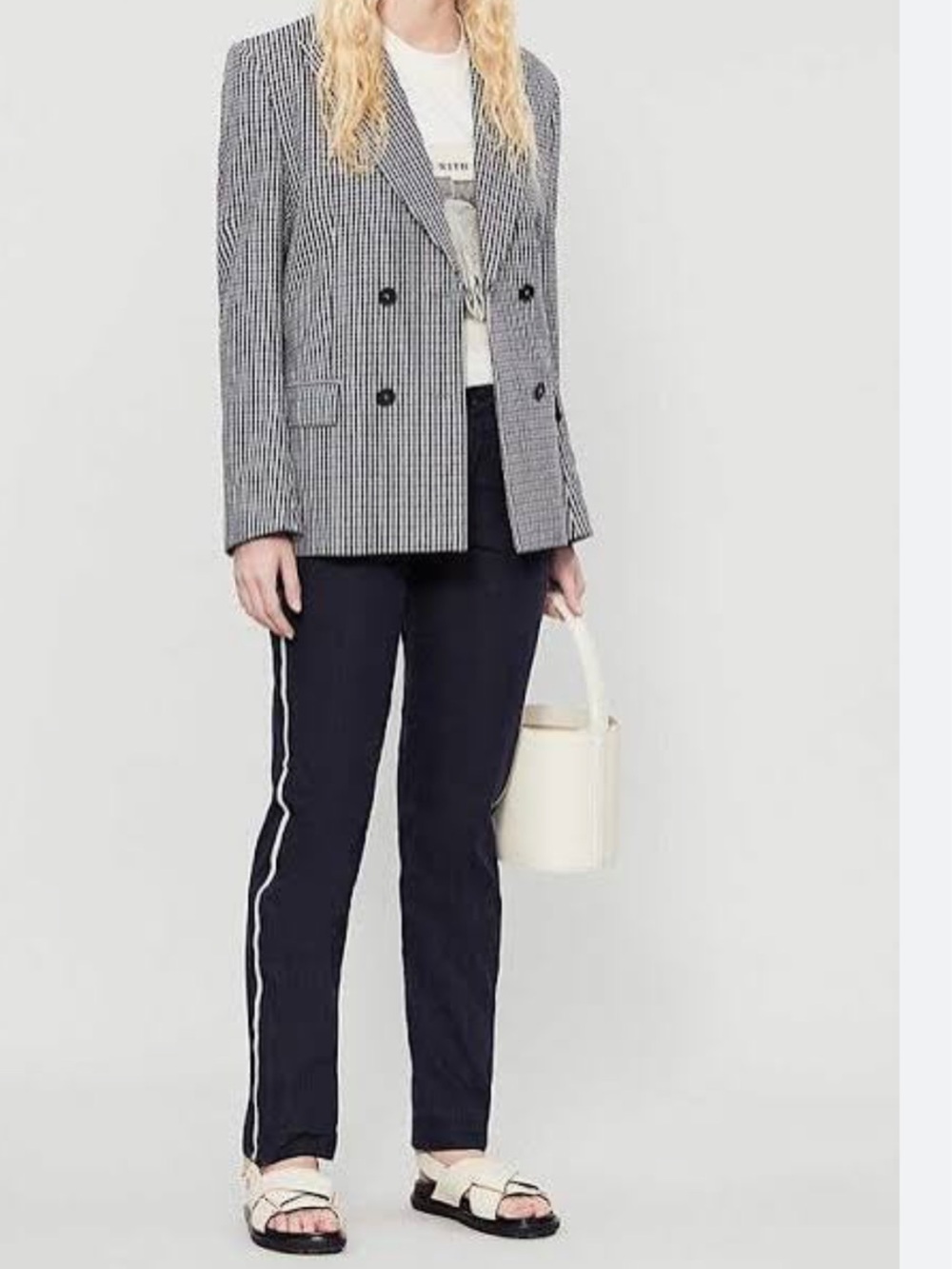 Zadig & Voltaire size 40 pomelo wool Navy women Side-Stripe Trousers